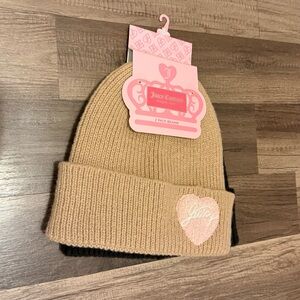 Juicy Couture Beige and Black women,s Beanie Set
